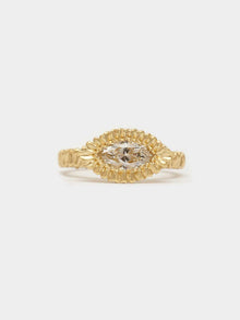  Elevated Marquise Teeth Gem Ring- 18ct Gold + Champagne Diamond