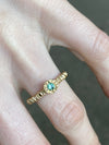 Mini Teeth Gem Ring- 9ct Gold + Green Sapphire