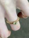 Mini Teeth Gem Ring- 9ct Gold + Green Sapphire