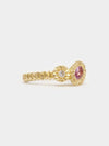Asymmetric Teeth Gem Ring- 18ct Gold, Pink Sapphire & Diamond