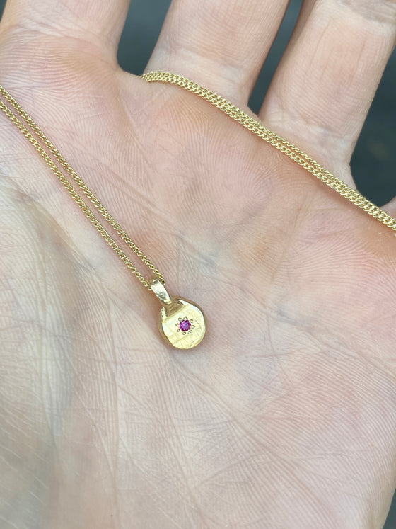 Fine Confetti Necklace- Gold & Ruby