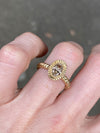 Elevated Oval Teeth Gem Ring- 14ct Gold + Champagne Diamond