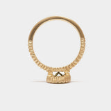 Elevated Oval Teeth Gem Ring- 14ct Gold + Green Sapphire