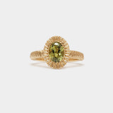 Elevated Oval Teeth Gem Ring- 14ct Gold + Green Sapphire