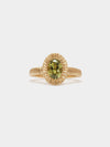 Elevated Oval Teeth Gem Ring- 14ct Gold + Green Sapphire