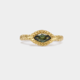 Elevated Marquise Teeth Gem Ring - 18ct Gold Green Sapphire