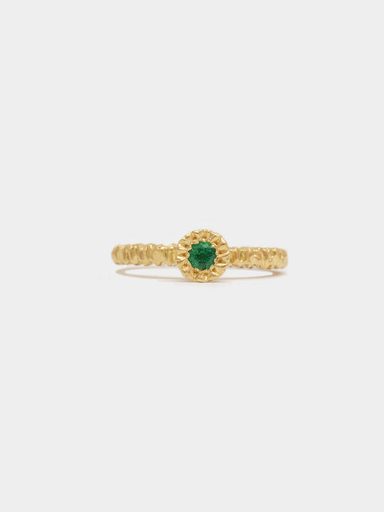 Mini Teeth Gem Ring- 18ct Gold + Emerald