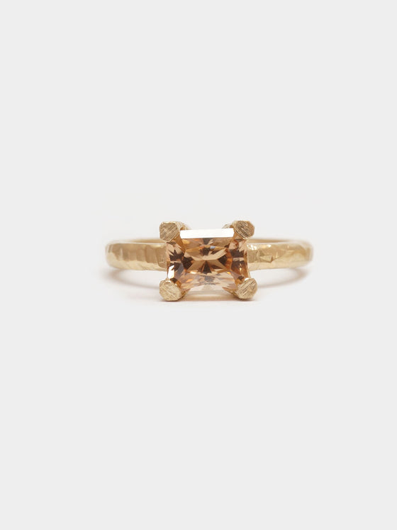 Radiant Peach Zircon Claw Ring