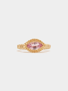  Elevated Marquise Teeth Gem Ring- 14ct Gold + Pink Sapphire