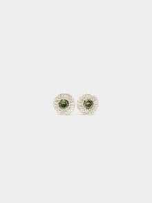  Teeth Gem Studs- Silver Green Sapphire