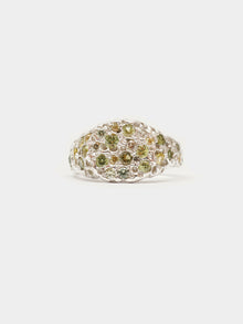  Very Gemmy Pinky Signet- Silver & Green + Yellow Sapphires