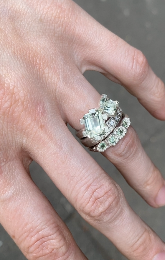 Double Claw Emerald Cut Ring