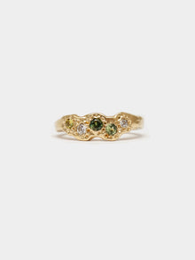 Confetti Ring- Green Sapphires and Diamonds