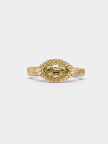  Elevated Marquise Teeth Gem Ring- Pale Apple Green Sapphire